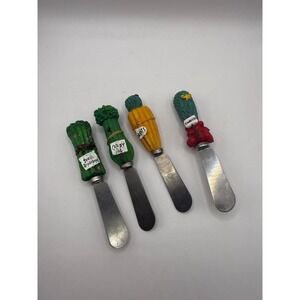 Vintage Vegetable Butter Knife Spreader Set - Asparagus Carrot Celery Radish